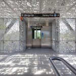 Perforated metal panels - Oatley station
