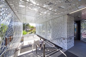 Perforated metal panels - Oatley station