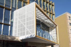 Perforated metal screen walls, University of Newcastle, Arrow Metal