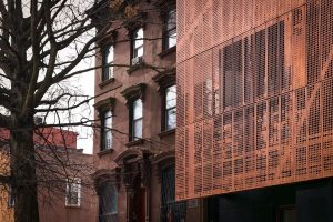 Square hole perforated metal - building facade