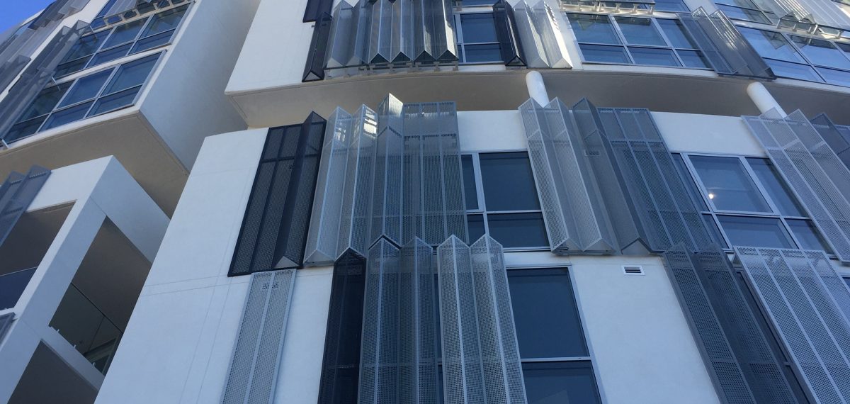 perforated metal building facade