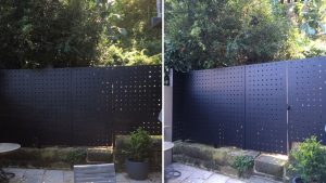 Bespoke perforated metal fence panels by Arrow Metal at a Sydney residence