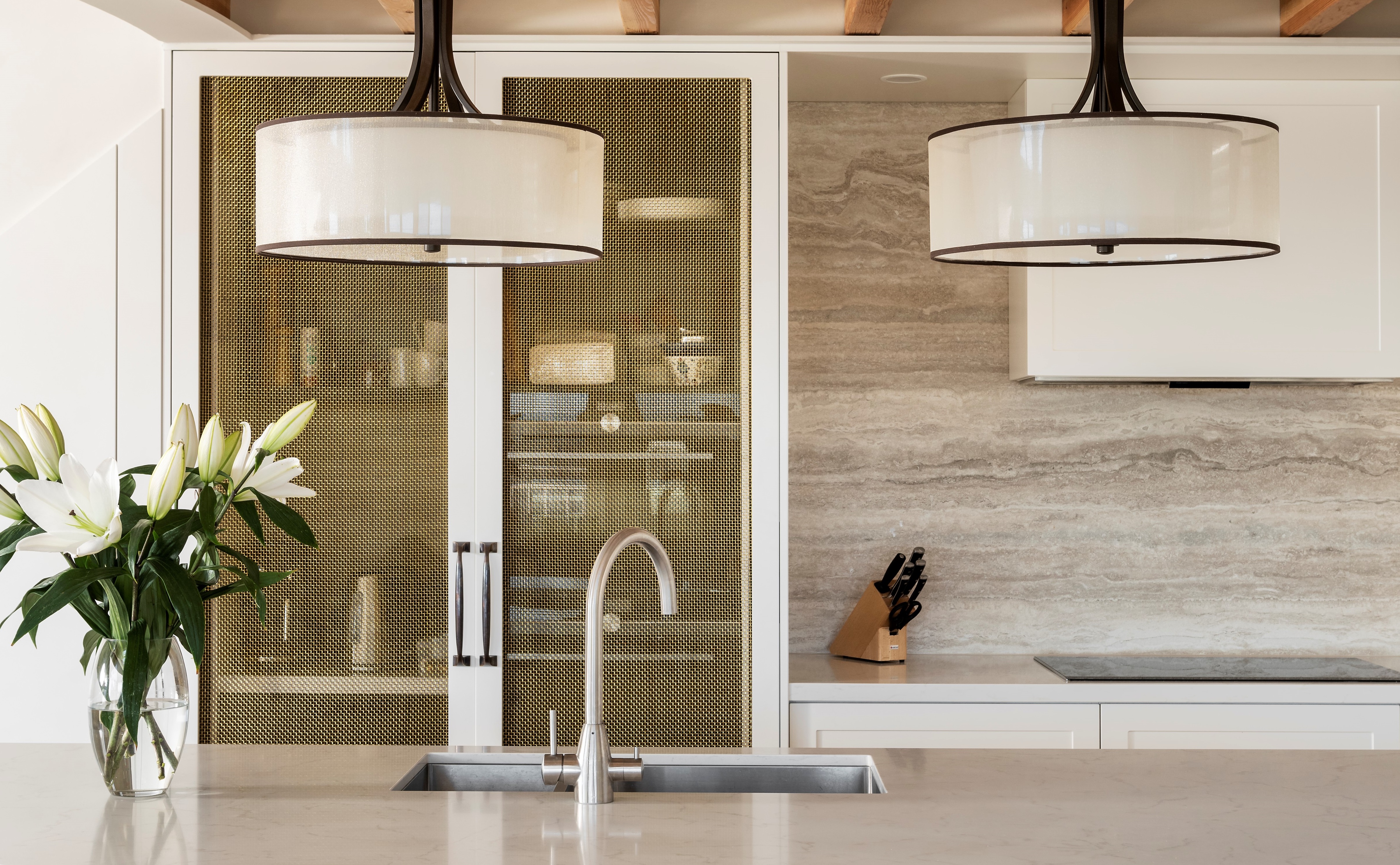 Woven wire mesh by Arrow Metal used for kitchen cabinet door