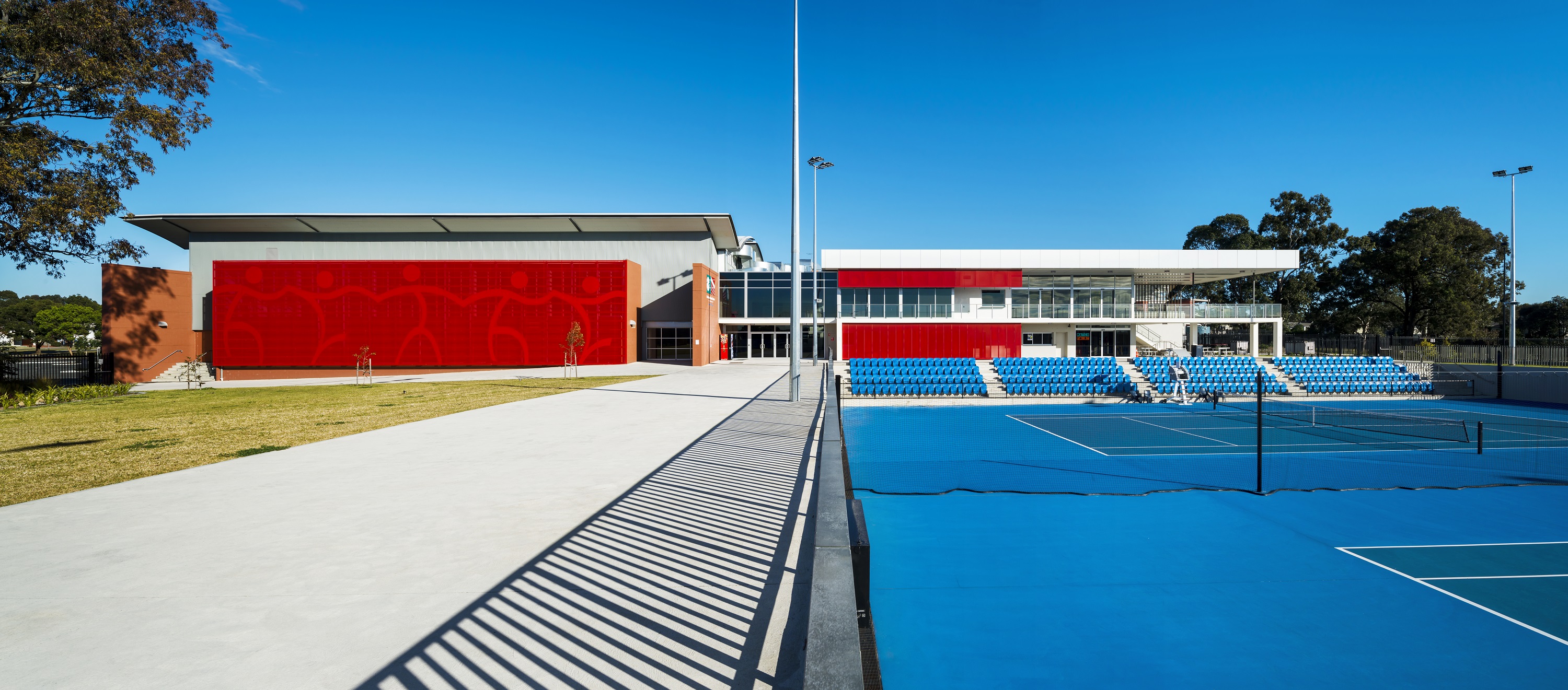 Red Perforated metal - Blacktown tennis centre mural wall