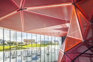 Red perforated metal
