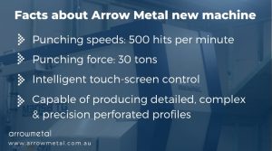 Perforated metal options - powerful and fast new punching machine at Arrow Metal