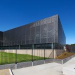 Perforated sheet metal facade by Arrow Metal - Bunburry Swimming Pool project