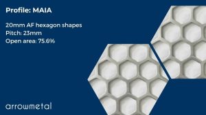New hexagon perforated metal collection by Arrow Metal - Maia Pattern