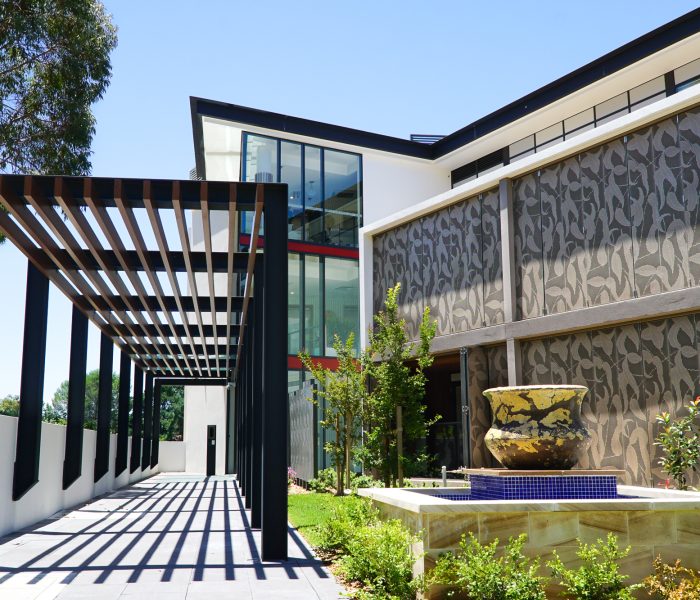 Bespoke Leaf Design Perforated Panels, Carrington Assisted Living